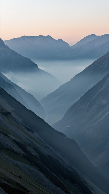 宁静的山岳日出AI插画摄影照片高清图片素