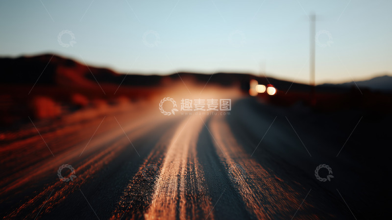 高清大图下载【趣麦麦图】金色风景公路AI插画摄影照片高清图片素材