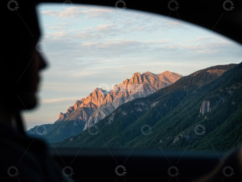 高清大图下载【趣麦麦图】日出日落时的山岳视野AI插画摄影照片高清