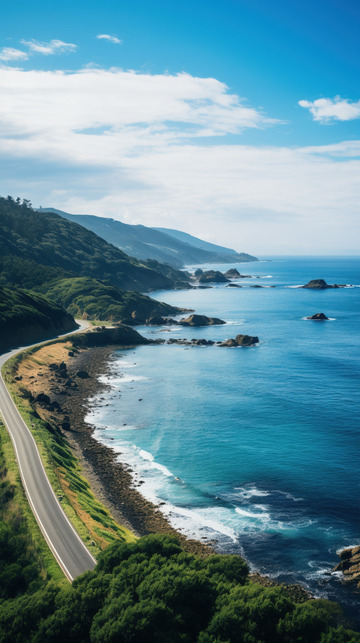 宁静海岸公路AI插画摄影照片高清图片素材