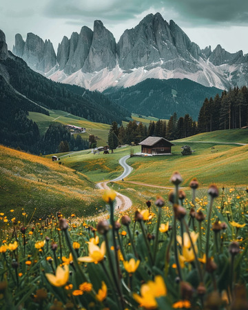 阿尔卑斯的宁静AI插画摄影照片高清图片素