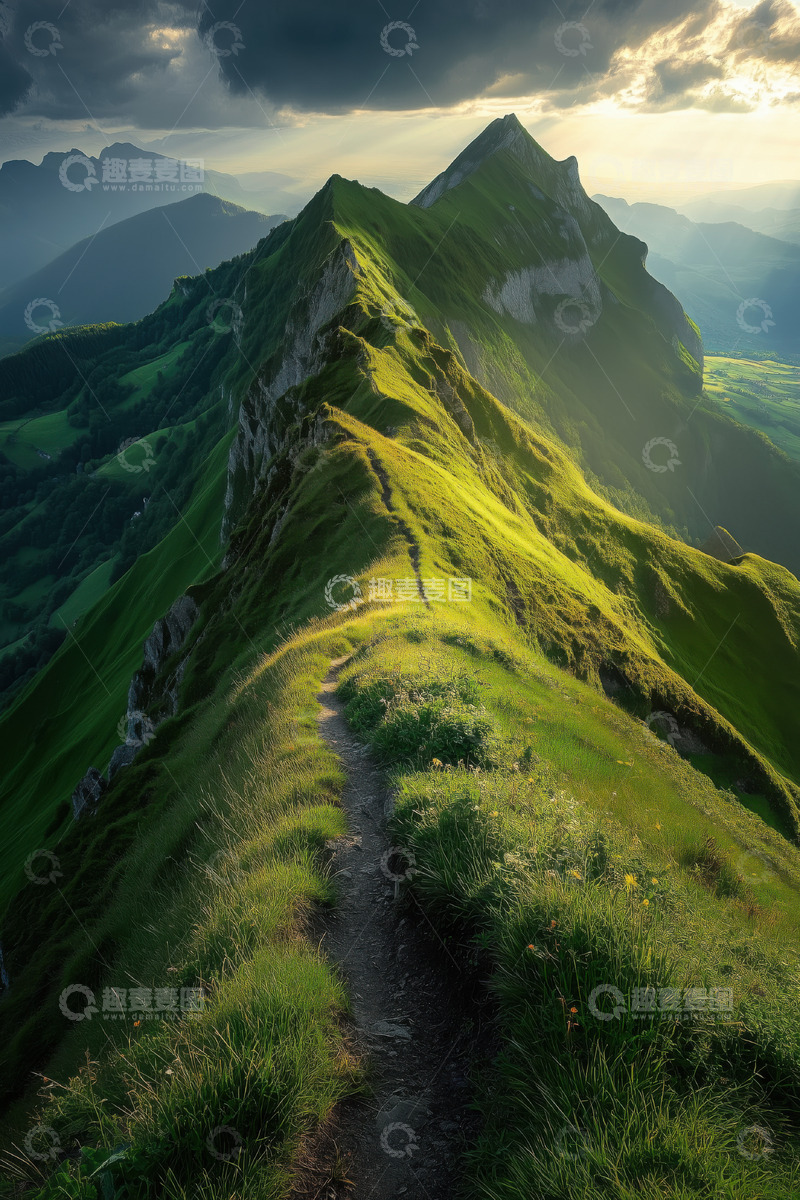 高清大图下载【趣麦麦图】黄金时刻的山岳景观AI插画摄影照片高清图