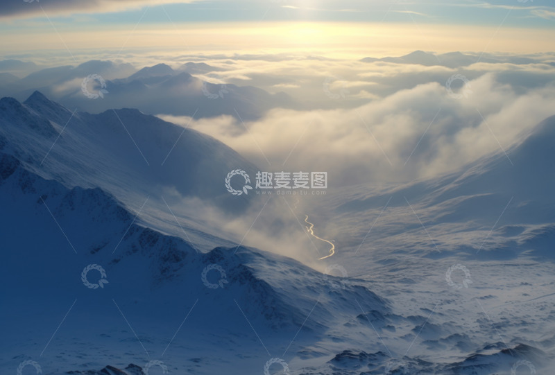 高清大图下载【趣麦麦图】阿尔卑斯黎明的宁静AI插画摄影照片高清图