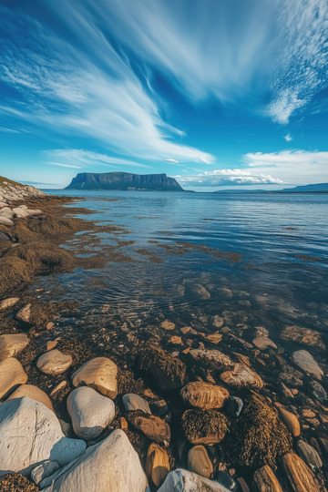 宁静的海岸风光AI插画摄影照片高清图片素1
