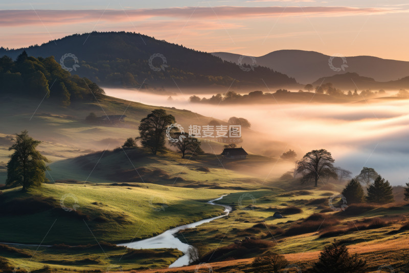 高清大图下载【趣麦麦图】黄金时刻的静谧AI插画摄影照片高清图片素1