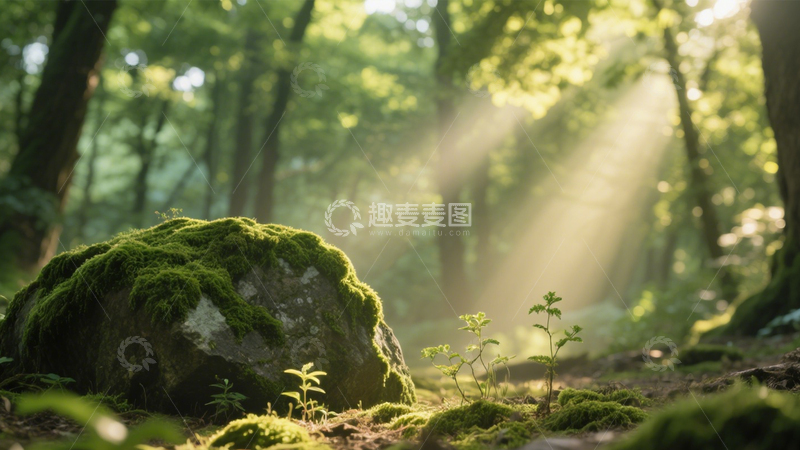 高清大图下载【趣麦麦图】森林苔藓阳光秘境4