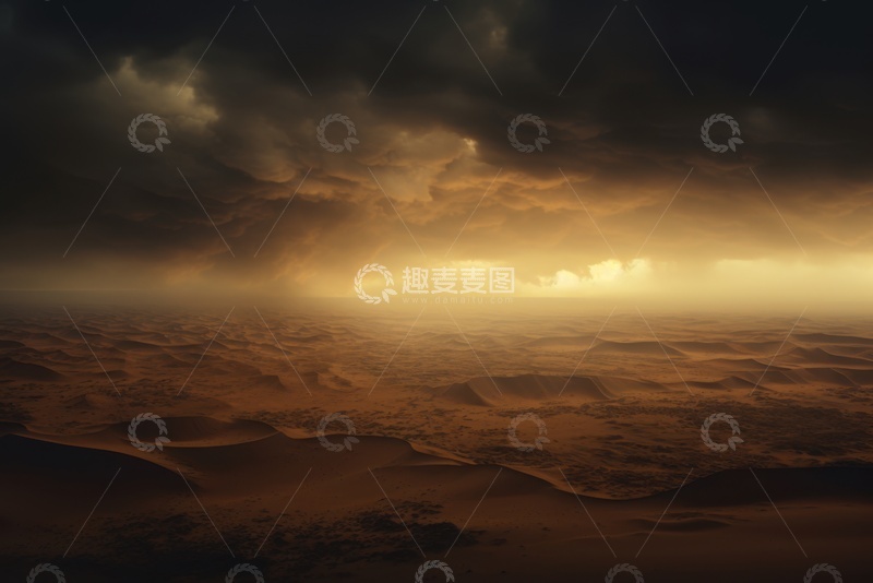 高清大图下载【趣麦麦图】昏暗的沙漠沙暴天气