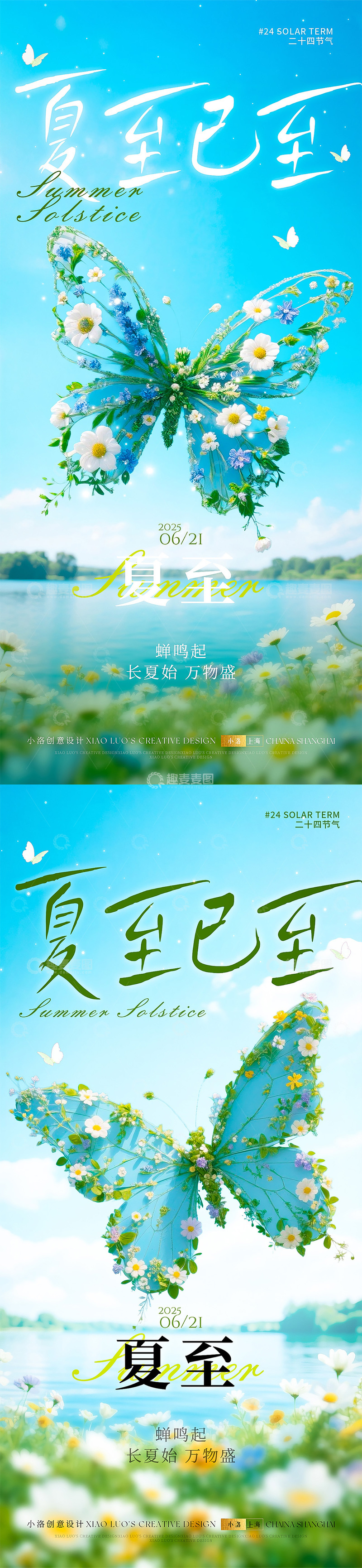 夏至节气蝴蝶海报
