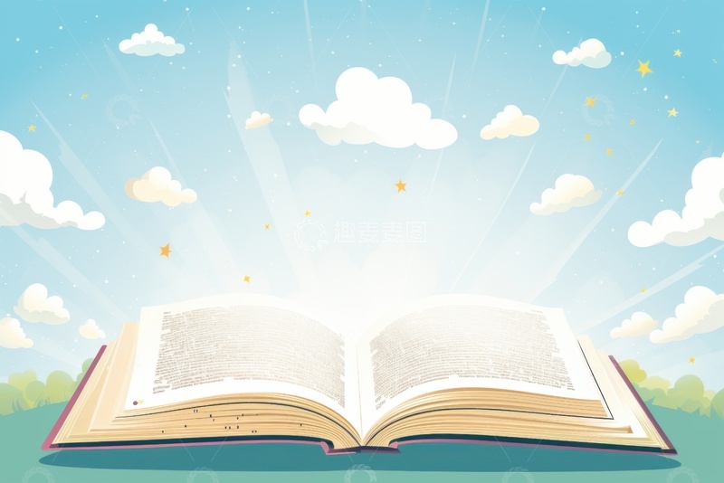 高清大图下载【趣麦麦图】卡通开学季翻开的书本