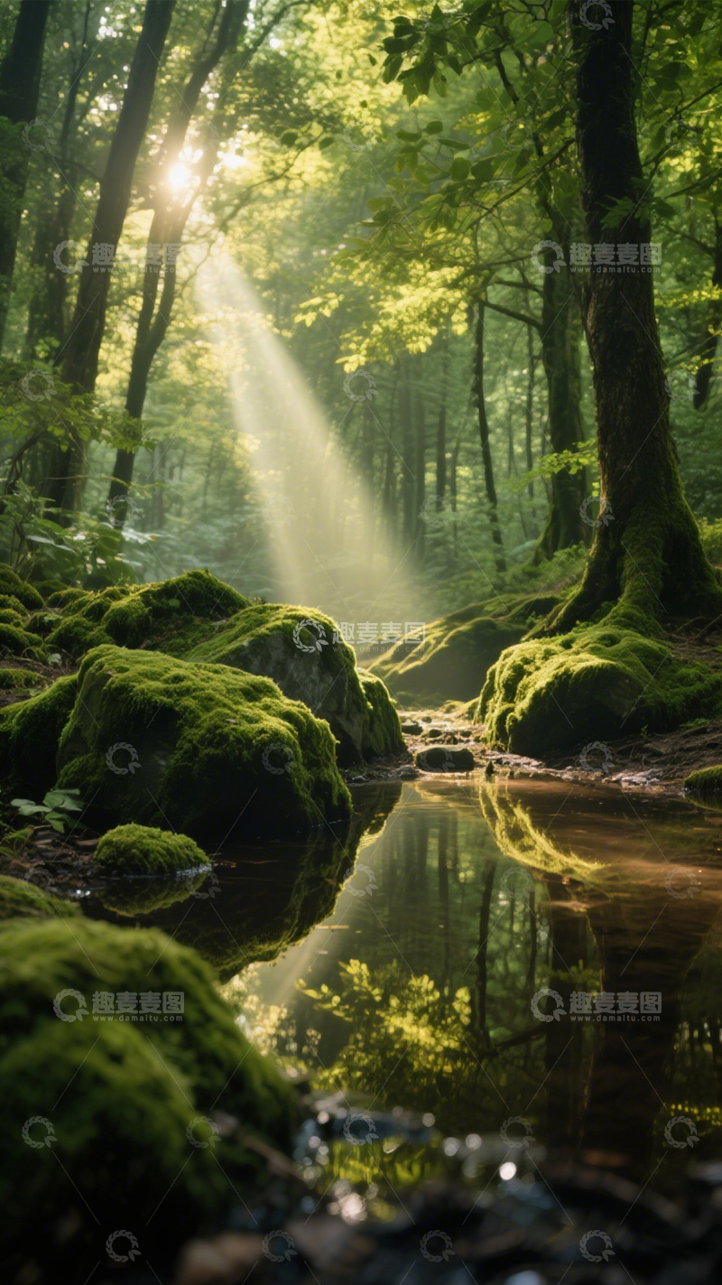 高清大图下载【趣麦麦图】森林苔藓阳光秘境2