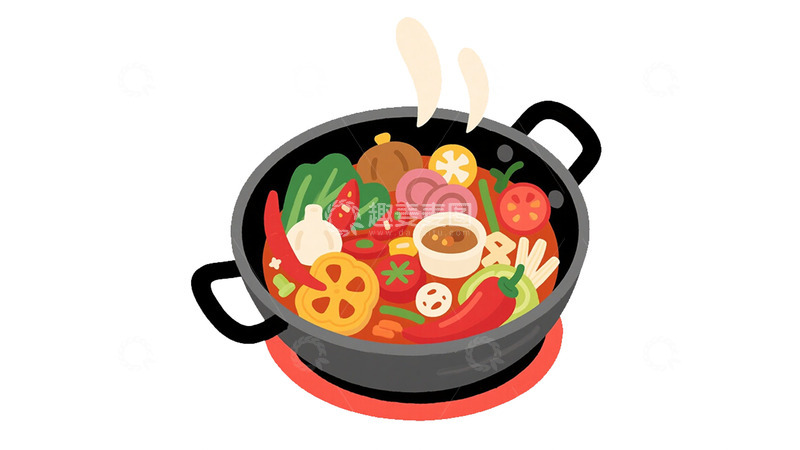 高清大图下载【趣麦麦图】卡通手绘麻辣香锅