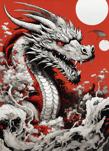 简约龙哥特风格黑白画风细腻纹理AI插画图1