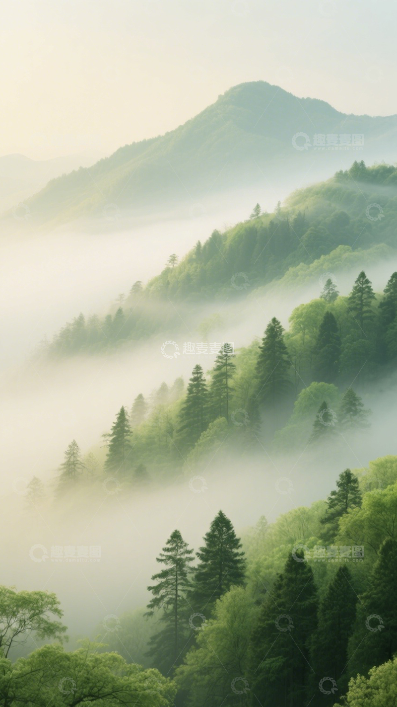 高清大图下载【趣麦麦图】山林雾景绿树幽境2