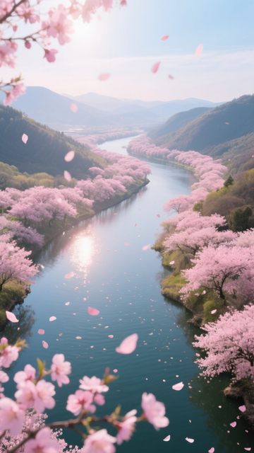 樱花河流山峦盛景2