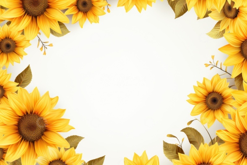 高清大图下载【趣麦麦图】卡通简约向日葵边框背景
