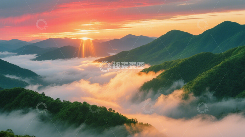 高清大图下载【趣麦麦图】日出云海山峦奇景3