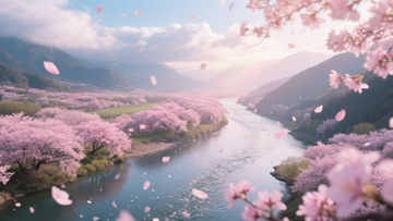 樱花河流山峦盛景4