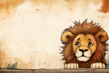 手绘儿插狮子边框背景