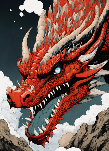 简约龙哥特风格黑白画风细腻纹理AI插画图