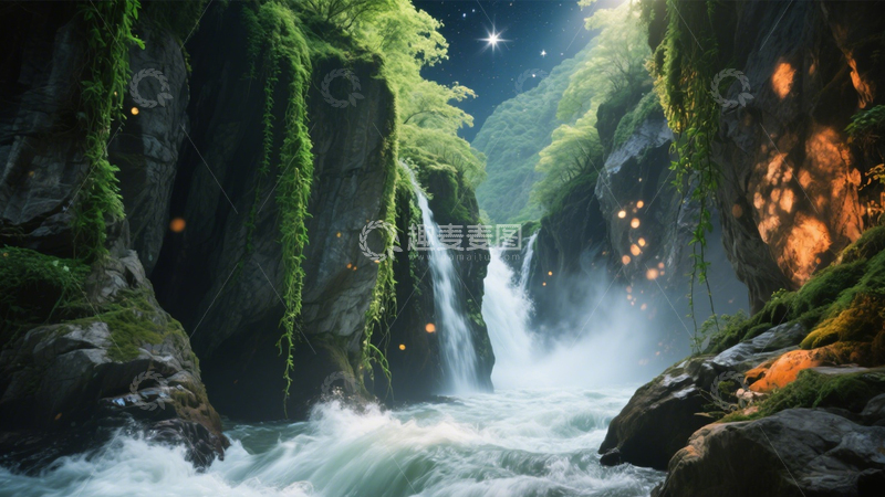 高清大图下载【趣麦麦图】峡谷激流彩虹奇景4