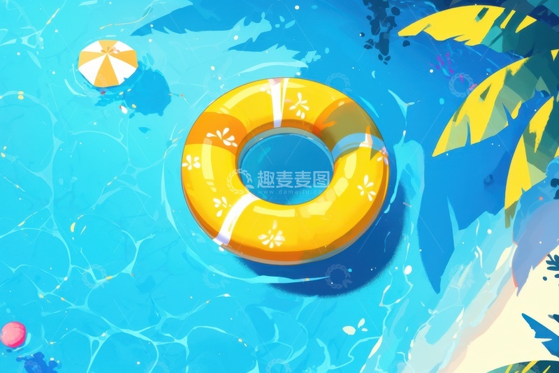 高清大图下载【趣麦麦图】卡通夏季游泳圈背景