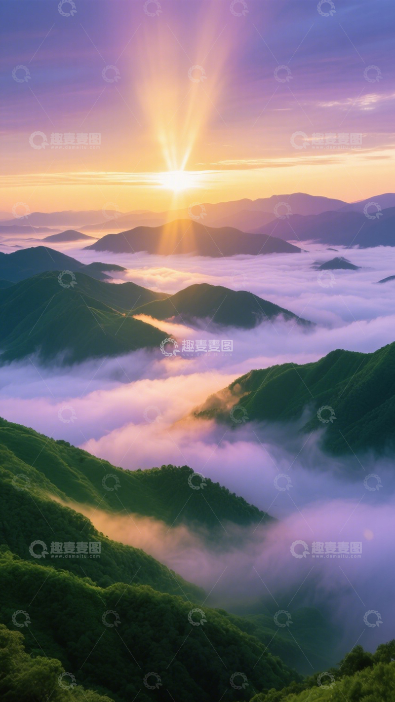 高清大图下载【趣麦麦图】日出云海山峦奇景2