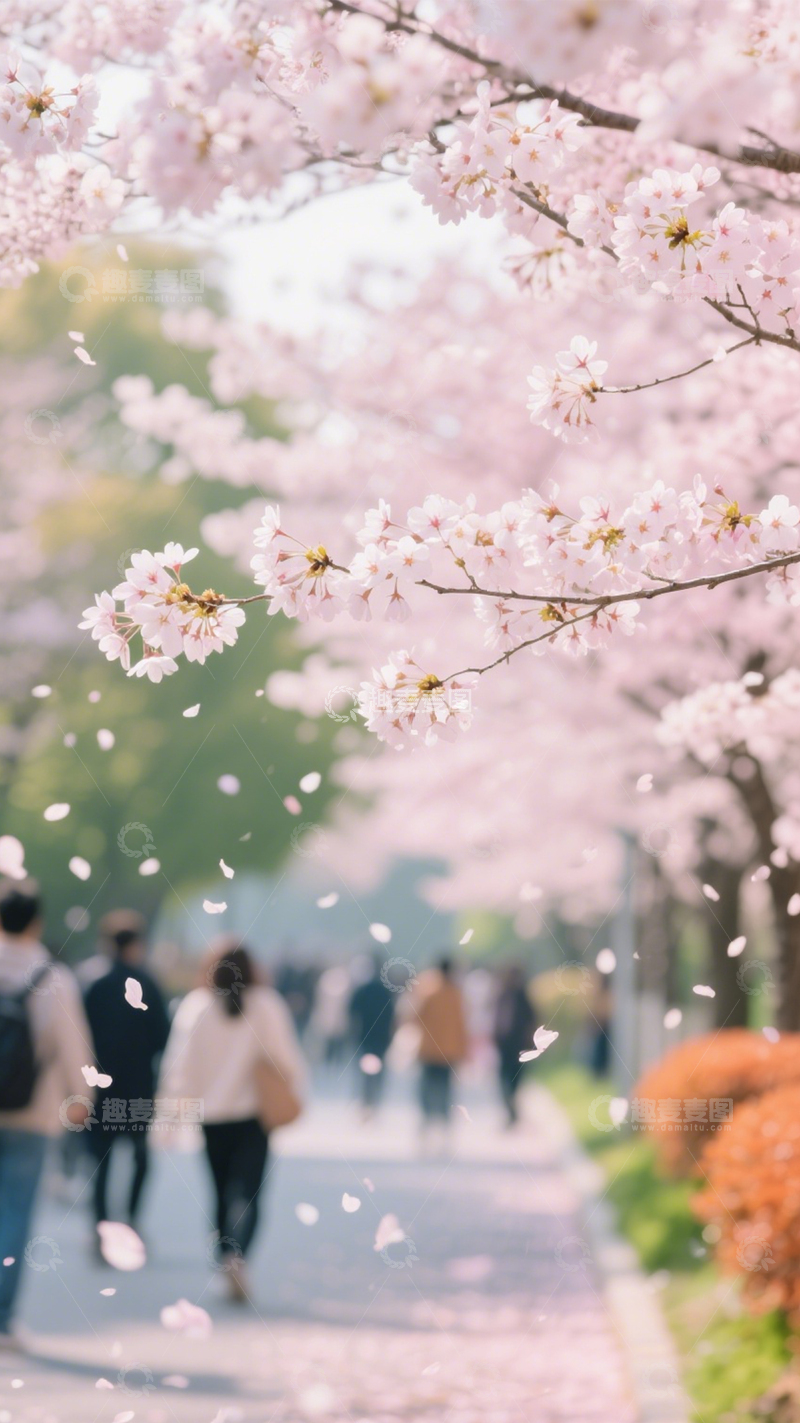 高清大图下载【趣麦麦图】樱花情侣浪漫之路2