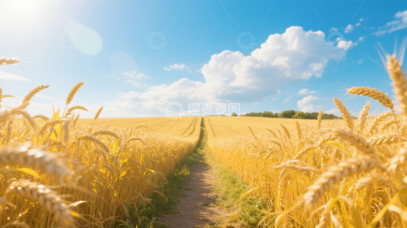 高清大图下载【趣麦麦图】麦田小径麦浪风光4