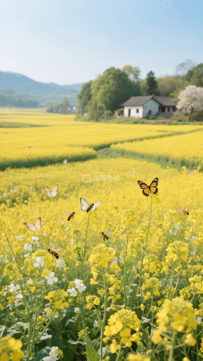 高清大图下载【趣麦麦图】花海蝴蝶田园盛景1
