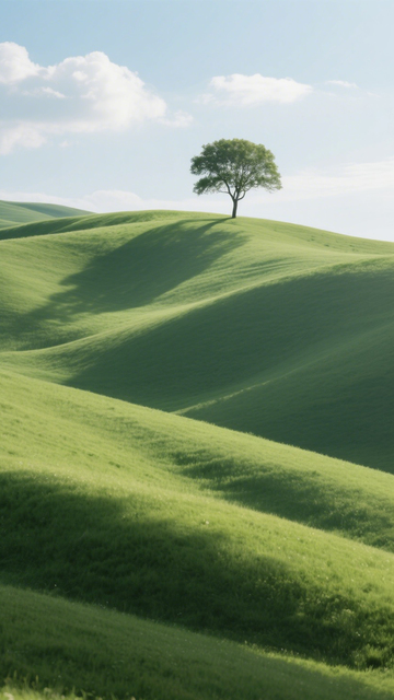 孤树绿坡宁静胜景2