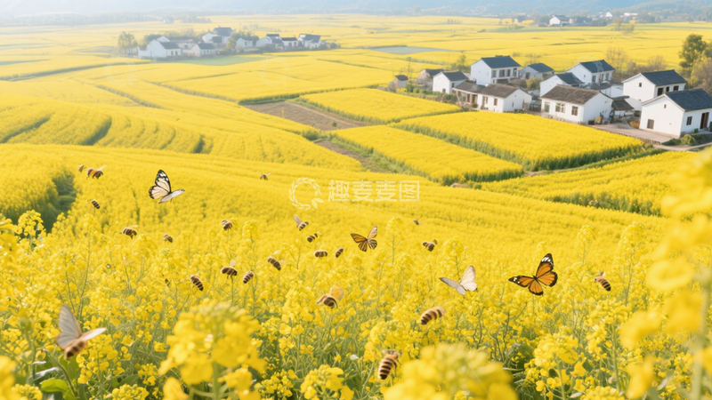 高清大图下载【趣麦麦图】花海蝴蝶田园盛景3