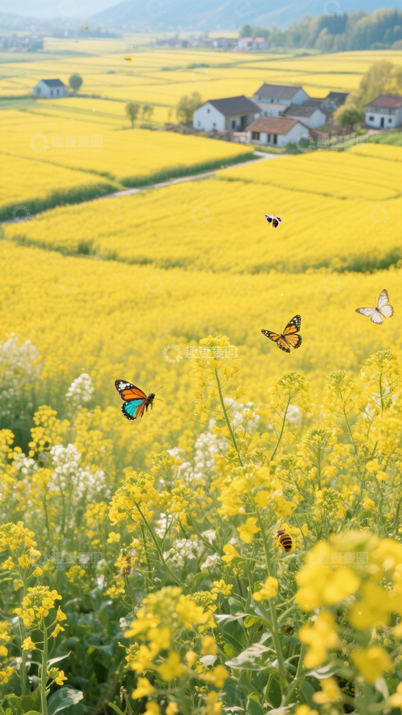 高清大图下载【趣麦麦图】花海蝴蝶田园盛景2