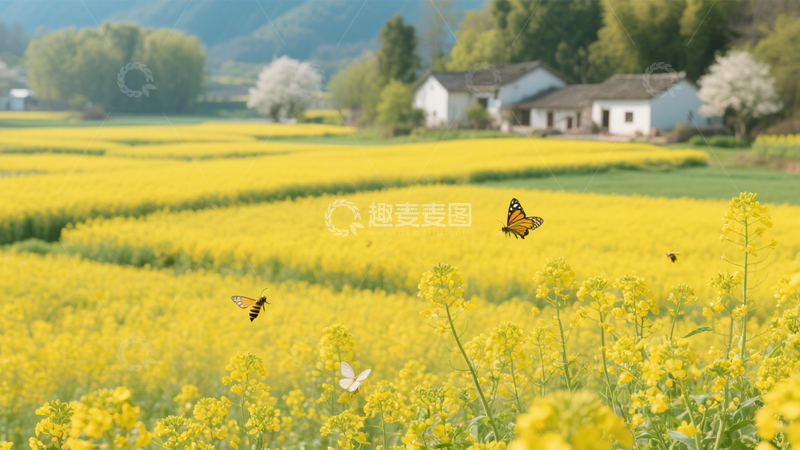 高清大图下载【趣麦麦图】花海蝴蝶田园盛景4