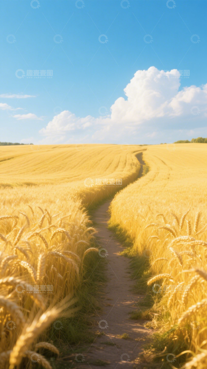高清大图下载【趣麦麦图】麦田小径麦浪风光1