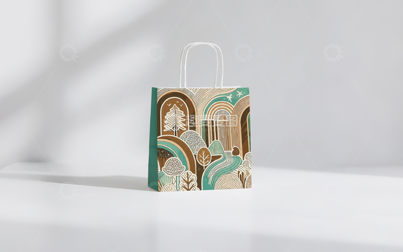 源文件下载【趣麦麦图】森林手绘手提袋样机2