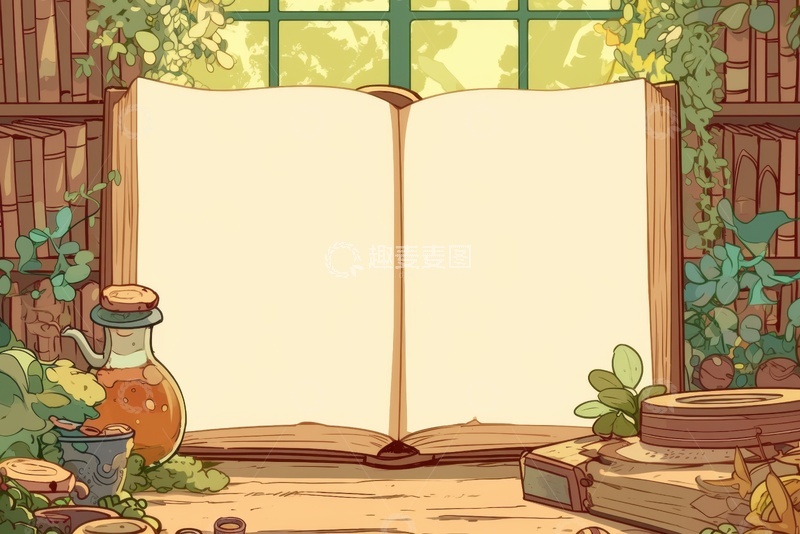 高清大图下载【趣麦麦图】卡通简约翻开的书本