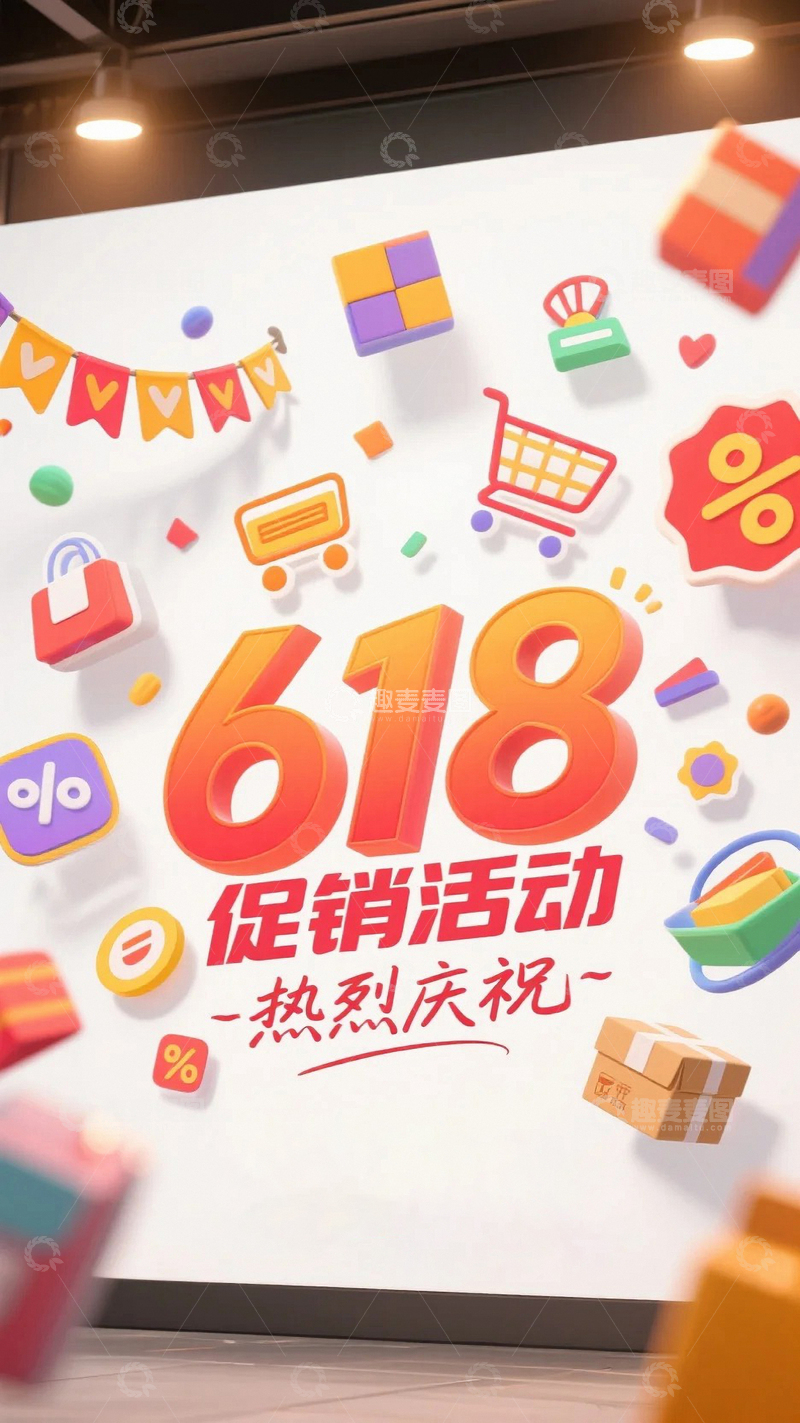 高清大图下载【趣麦麦图】年中大促购物狂欢节1