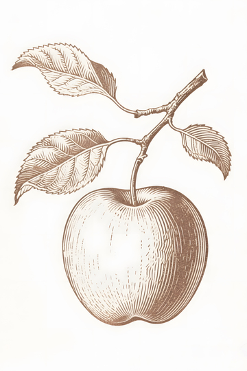 苹果素描插画1