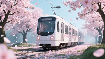 樱花树下的浪漫电车之旅3