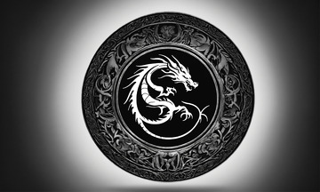 黑白龙形圆形微标志AI插画高清图片素材