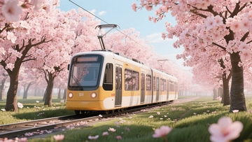樱花树下的浪漫电车之旅2