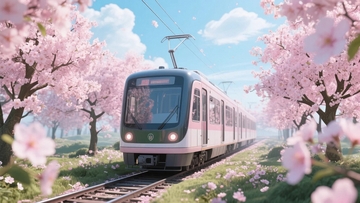 樱花树下的浪漫电车之旅4