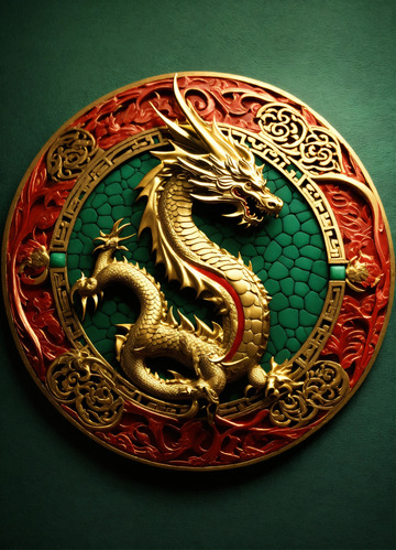 碧金赤龙圆形微标志AI插画高清图片素材1