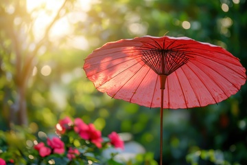 公园里的一把红纸伞