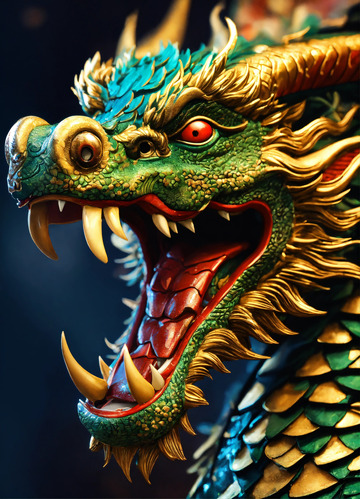 中国龙画像细致色彩鲜艳AI插画高清图片素8