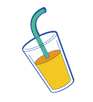 卡通风果汁饮料吸管杯矢量元素