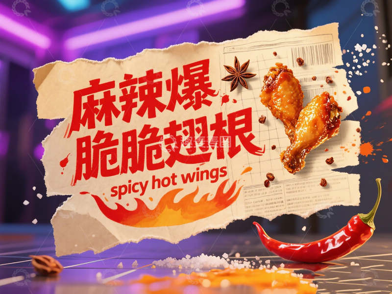 高清大图下载【趣麦麦图】麻辣爆脆翅根1