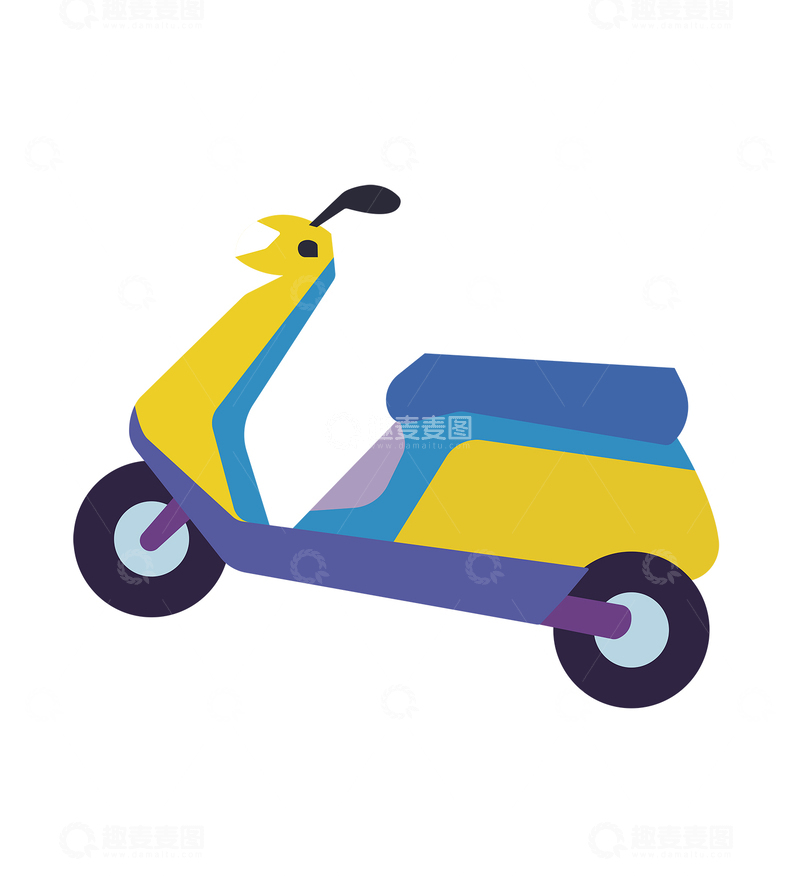 源文件下载【趣麦麦图】-扁平化卡通风电动摩托车矢量元素
