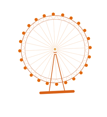 扁平化手绘风摩天轮游乐场景元素