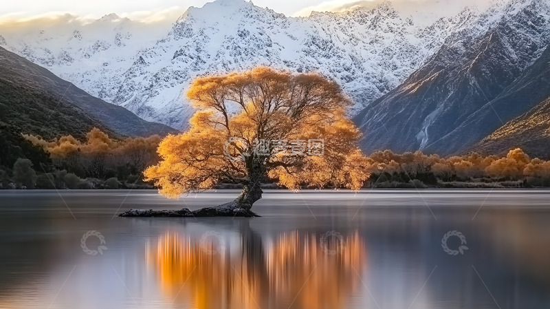 高清大图下载【趣麦麦图】冬季雪山下的湖泊2